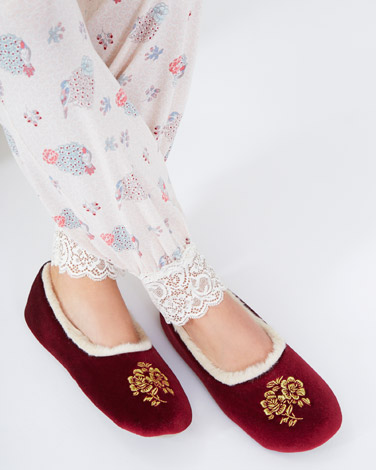 Carolyn Donnelly Eclectic Embroidered Velvet Slippers